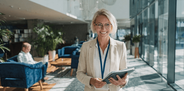 Two finance professionals in conversation about a career move